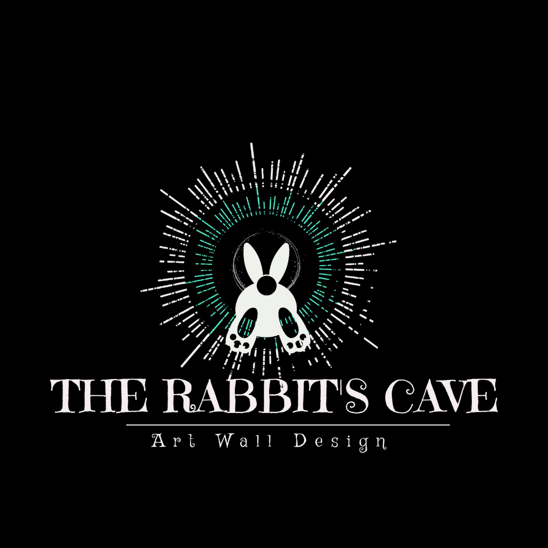 Logo of The Rabbit's Cave Art Wall Design with a stylized rabbit in a circular pattern.